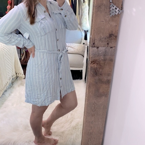 Time and Tru blue striped shirt dress new with tags size medium - Picture 3 of 8